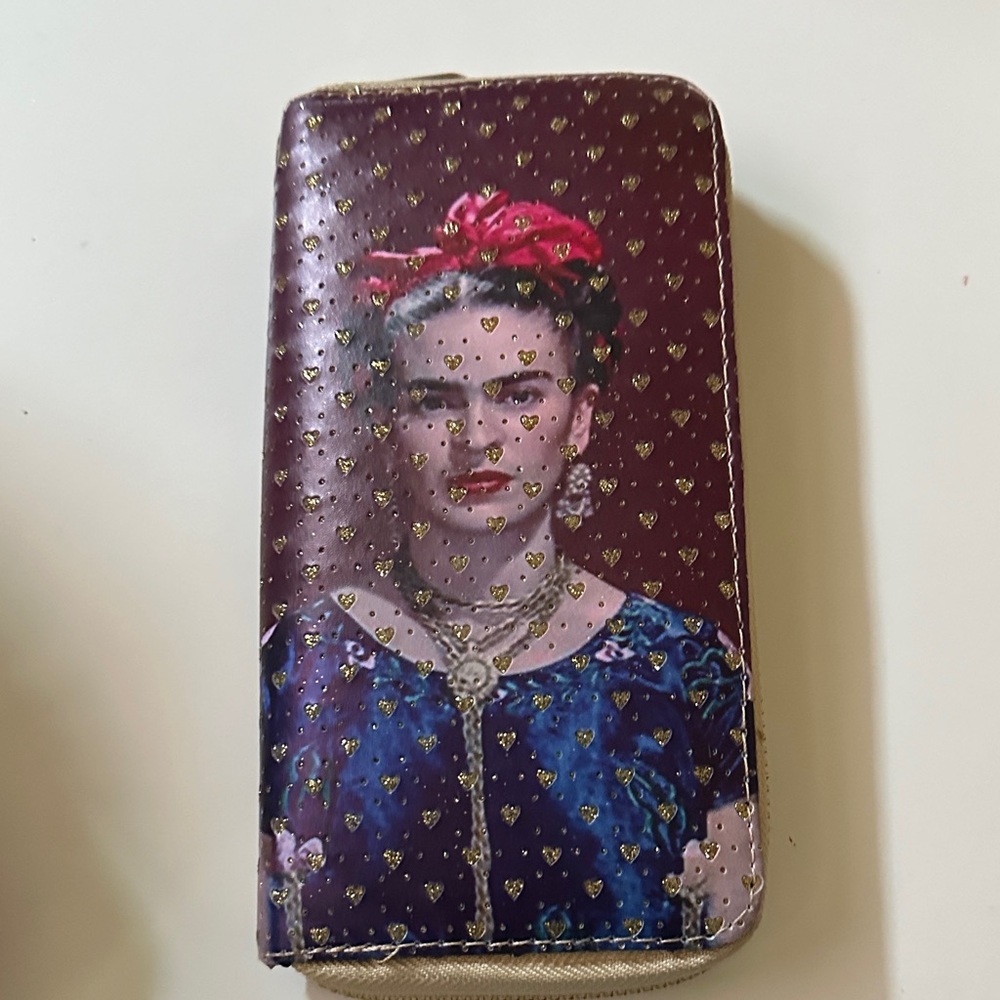 Frida Kahlo Wallet with Heart Pattern- New